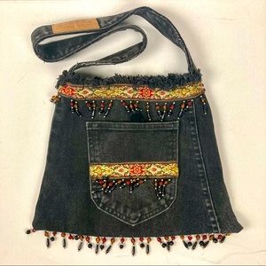 Riders. Denim Bag with Beading,